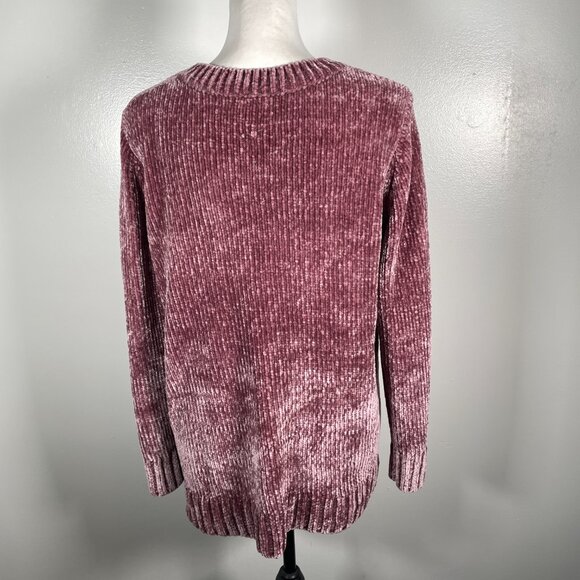 Orvis Burgundy Velvety V Neck  Chunky Tight Knit Long Sleeve Pullover Large - Picture 8 of 14